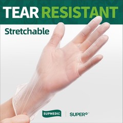 Supmedic Vinyl Disposable Exam Gloves, Clear 4 X-Large, 100 X-large (Clear)