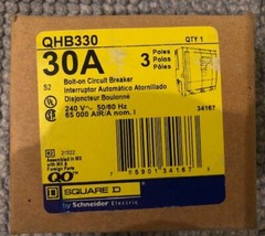 Square D QHB330 Bolt-On 240V 3 pole circuit breaker 65kA@240V NEW IN BOX!