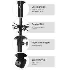 7 Tier Rack Retail Rotating Display Stand W/ Hooks for Store Spinner Key Jewelry