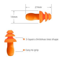 100 Pair Corded Earplugs Reusable Silicone Cord for Noise Reduction Shooting