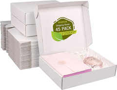 10X8X2 Shipping Boxes, 40 Pack White Mailer Boxes for Small Business, Medium Cor