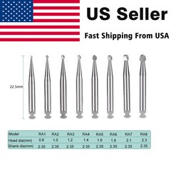 8 Types Dental Round Carbide Bur for Slow Speed Latch Type RA 1 – RA 8 Burs po