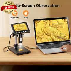 4.3 Inch LCD Digital Coin Microscope, 1000X USB Magnifier with 8 Adjustable LED