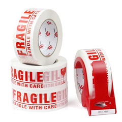 Heavy Duty Fragile Tape with Dispenser, 2″ x 330ft, 4 Rolls