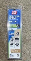Grip Rite Structural Screws 3/8″ x 8″ (20 pcs.) GRSSFW38820 New