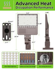 UL Listed LED Parking Lot Light 150W/120W/90W Adjustable with Photocell 22500LM