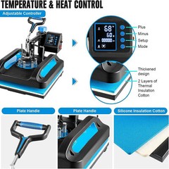 8 in 1 Heat Press Machine 15″x15″ 30OZ Tumbler Sublimation T-shirt Mug Hat Plate