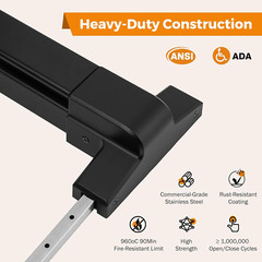 Vertical Rod Door Panic Bar Exit Device Commercial Door Push Bar Lock Set Emerge