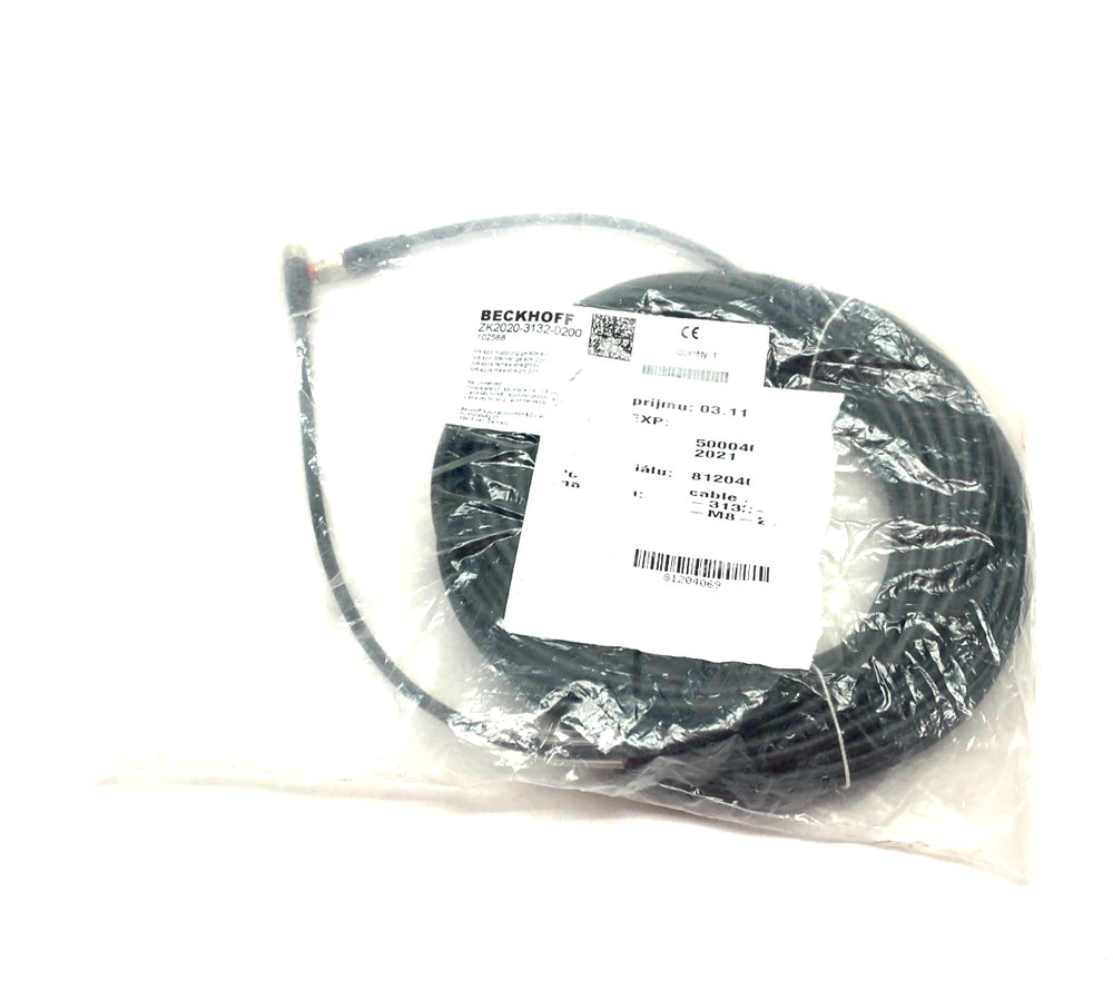 Beckhoff ZK2020-3132-0200 Double Ended Power Cable M8 4-Pin 20m Length 102588