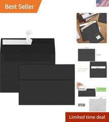 50 Pack A7 Black Envelopes with Self-Seal Closure for Inviting Style