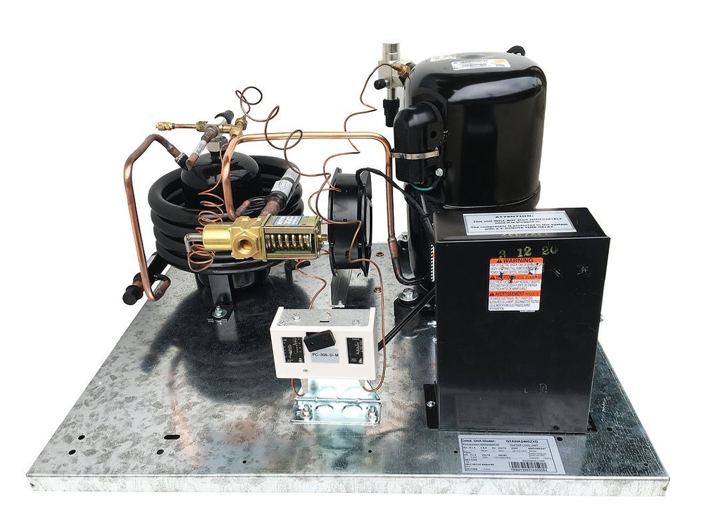 Water-Cooled QTAWA2460ZXD Condensing Unit, 1-1/2 HP, Low Temp R404A, 220V/1PH