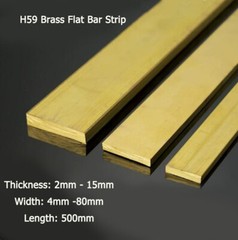 2mm – 15mm Thick H59 Brass Flat Bar Strip Brass Solid Sheet Plate Length 500mm