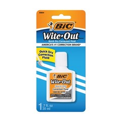 BIC Wite-Out Quick Dry Correction Fluid, 20mL, 1 Count (Pack of 1), White