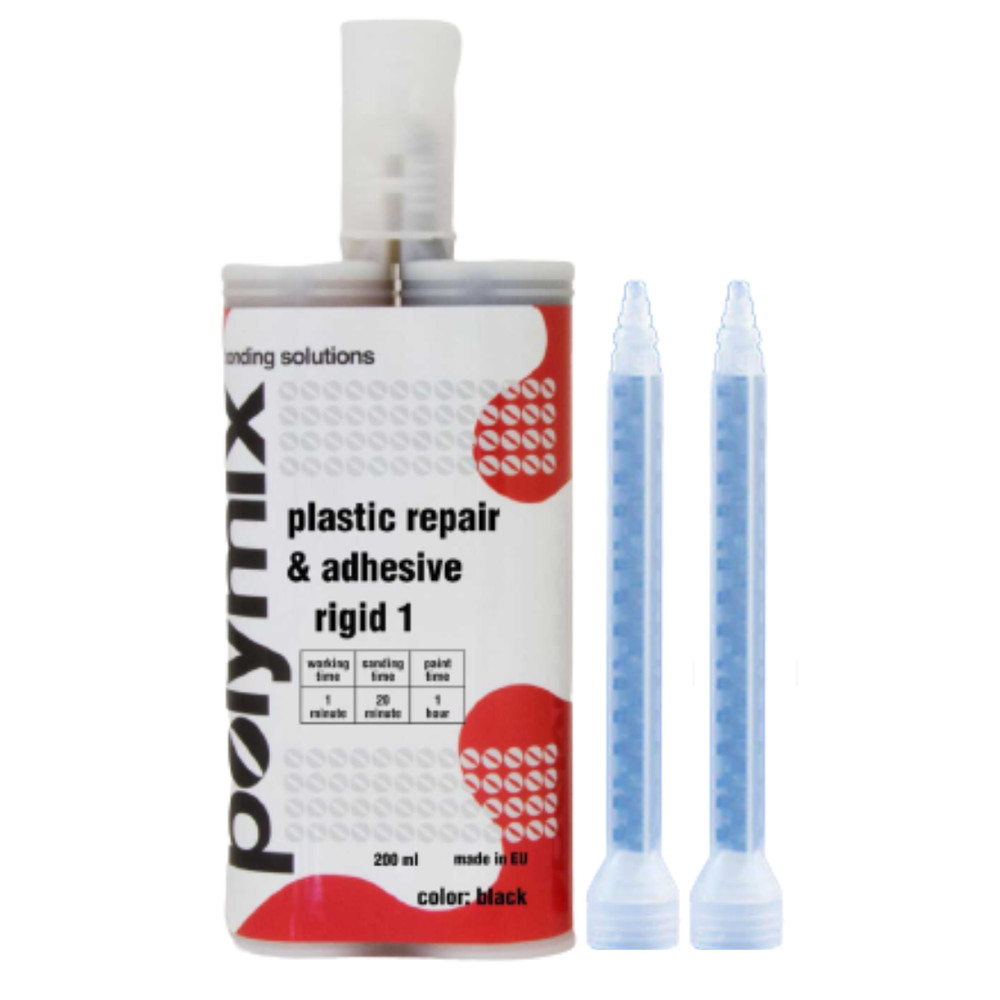 Polymix Black Automotive Rigid Plastic Repair & Adhesive Cartridge 200ml Clear