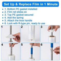 Long Handle Stretch Wrap Dispenser 50“ Pallet Film Pole Fits 2″-3″ & 6″-20″ Core