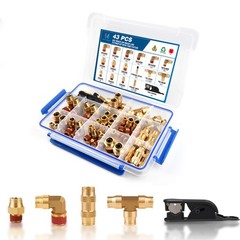 43pcs Brass Air Line Fittings Kit Push to Connect for Semi/Truck Trailer Brakes