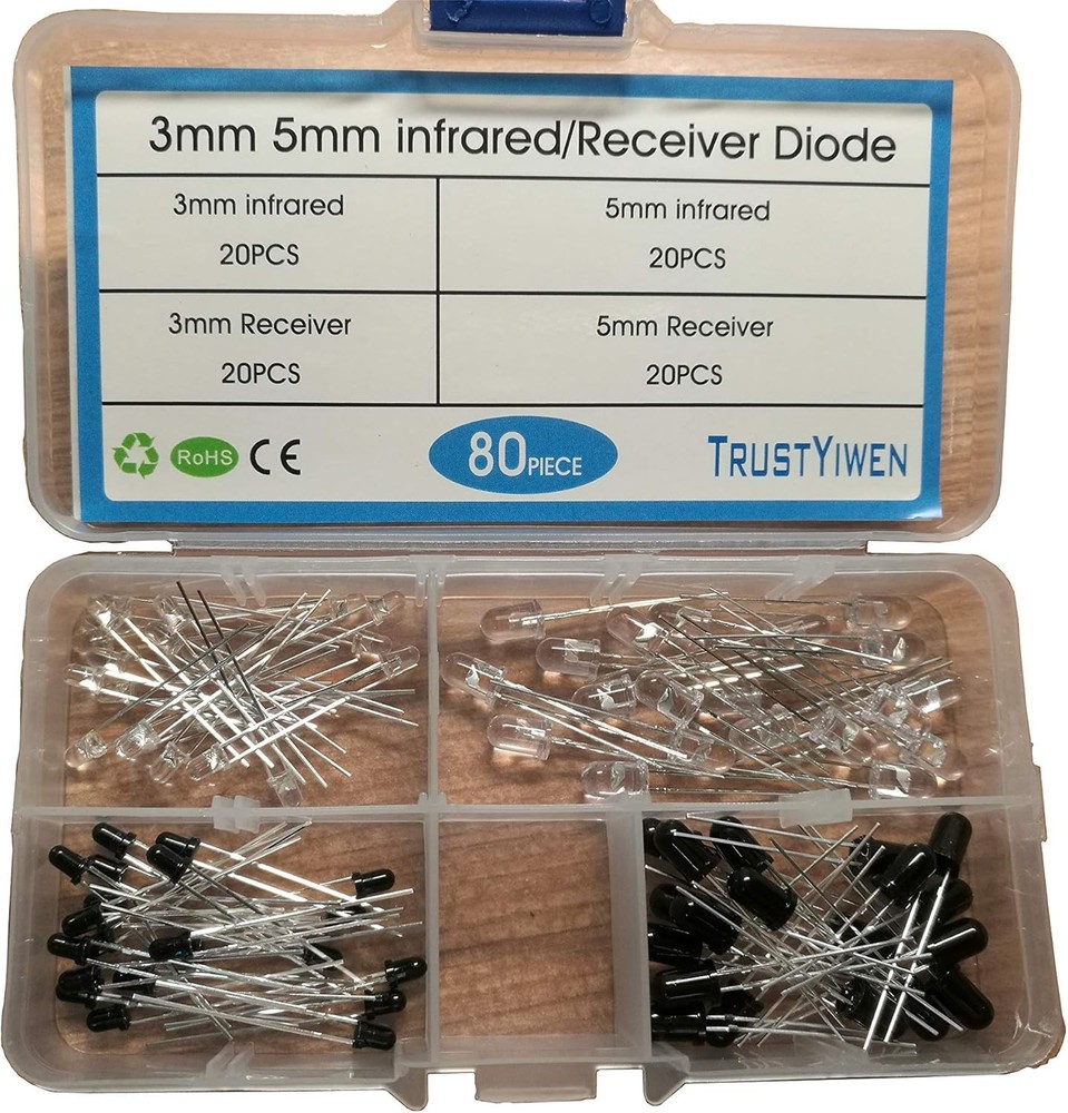 80pcs 3mm 5mm 940nm Infrared IR LED Emitter Receiver Diode Components Light