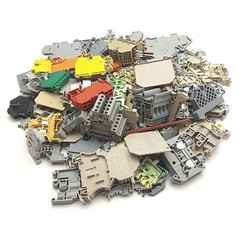 3lbs of Randomly Assorted DIN Rail Terminal Blocks, Phoenix, WAGO, ME, Entrelec