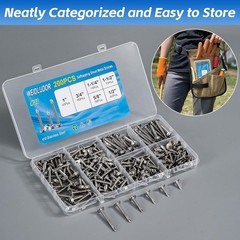 200PCS Sheet Metal Self-Drilling Screws Assortment Kit – #8 Truss Head Stainless