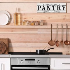 Jetec 2 Pcs Pantry Signs Wall Decor Wooden Laundry 15 x 5 x 0.3 inches, White