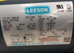 Leeson 110057.00 Electric Motor C6C17FC6L 1ph 0.75hp 115V/208-230V 56C 1725rpm