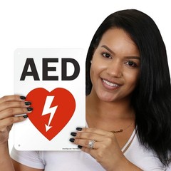 AED Defibrillator Sign 7″ x 10″ Plastic Emergency Wall Location Sign 7×10