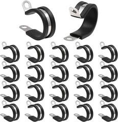 25 PCS 1Inch Cable Clamps,Rubber Cushioned Insulated Clamp,Stainless Steel Wir..