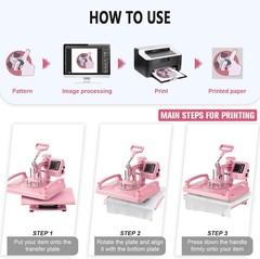 5 in 1 Heat Press Machine Digital Transfer Sublimation T-Shirt /Mug/Plate Hat