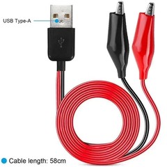 Alligator Clip to USB, Crocodile Clamps to USB Type-A Male Connector Cable Coppe