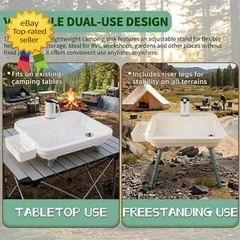 Portable Sink Electric Faucet Hand Wash Station Adjustable Height Utility Sink