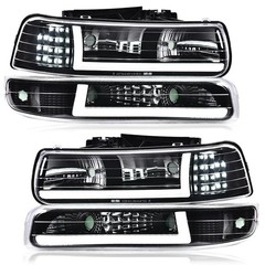 Chevy Silverado LED Headlight Assembly Compatible 1999-2002 2000-2002 2500 3500