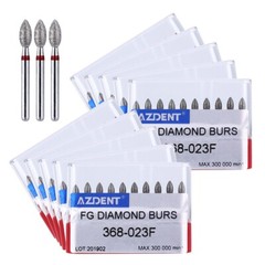 10pcs Dental FG Diamond Bur 368-023F RED Fine Grit Football High Speed Cutting