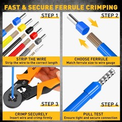 1188-Piece Ferrule Crimping & Stripping Tool Kit, AWG 23-7 0.25-10 mm² Ferrul…