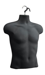 Torso Form Molded Man’s Shirt Frosted Fits S – L Hanging Male Mannequin Black