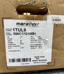 Marathon Leeson 056C17G15521 Hazardous Location Motor 1/3 hp, 115/208-230V AC