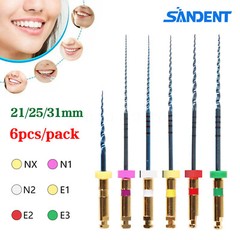 6Pcs SANDENT Dental Endo Files Root Canal Endodontic NITI Rotary File 21/25/31MM