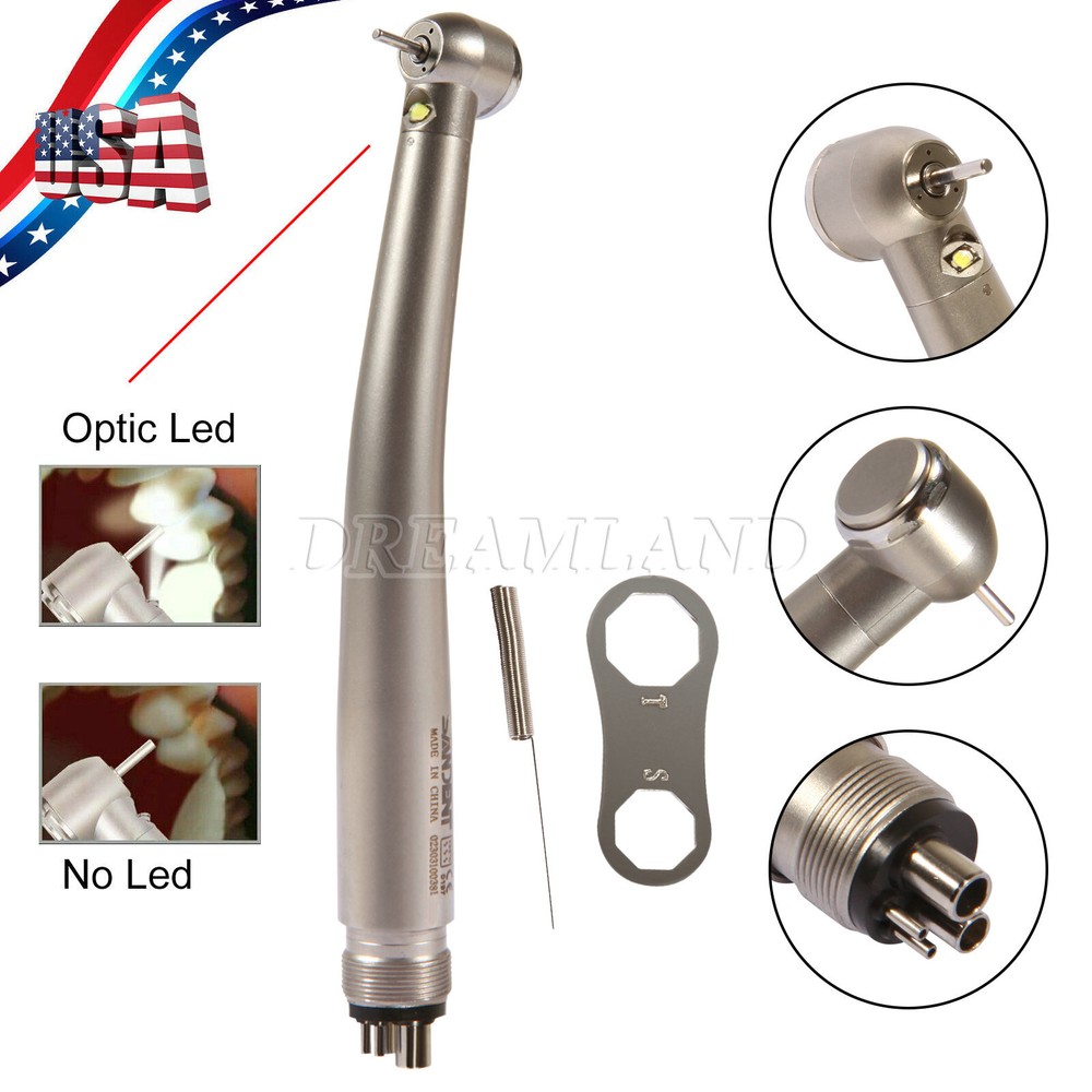 NSK Style Dental Push Button Turbine Handpiece 2/4 Holes (LED) High Speed SDM