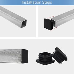 1″ 1×1 Square Tube End Cap Plastic Plugs 12Pcs, 1″x1″ 1 Inch Tubing…