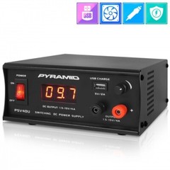 Pyramid PSV40U Bench Power Supply AC-to-DC Converter +USB/LCD+Adjustable Voltage