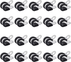20Pcs 1/2 Inch Stainless Steel Cable Clamps, Rubber Cushioned Insulated Pipe Cla