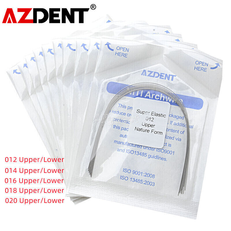 10pcs AZDENT Dental Orthodontic Super Elastic Niti Round Arch Wire Nature Form