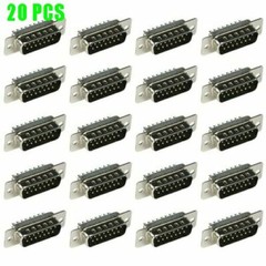 20 Pcs Pack DB15 15 Pin Male D-SUB Solder Cup Connector Adapter Plug Assembly