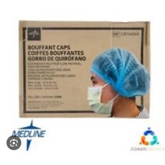 Medline 1000 Case of 24″ Blue Bouffant Cap Non Woven Disposable Hairnet CRI1404A