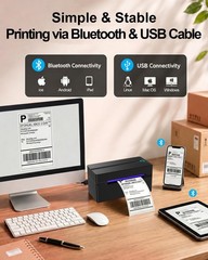 HKHKPI Thermal Shipping Label Printer, 4X6 185mm*93.5mm*92.3mm, Black