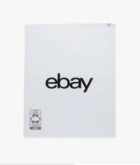 25 NIP eBay 10″ x 12.5″ Frosted with Black Logo Zipper Clothing Bags