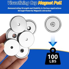 8 Pack Neodymium Cup Magnets 110LBS Heavy Duty Rare Earth Magnets with Screws