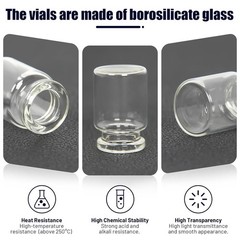 100PCS 3ml Glass Vials Headspace Vials Clear Lab Vials w/ Caps 13mm Crimp Top