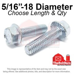 5/16″-18 Grade 5 Serrated Hex Flange Screws Frame Bolts Zinc (Pick Length & Qty)