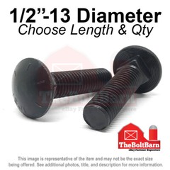 1/2″-13 Grade 8 Full Thread Round Head Square Carriage Bolts (Pick Length & Qty)
