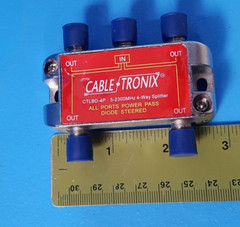 SATELLITE SPLITTER, CTLBD-4P, CABLE TRONIX, 4WAY SPLITTER, 2A,5-2300MHZ, 75 OHMS